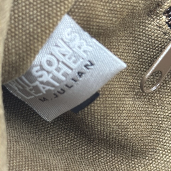 Wilsons Leather M. Julian Brown Leather Suede Canvas Messenger Bag - Picture 8 of 13